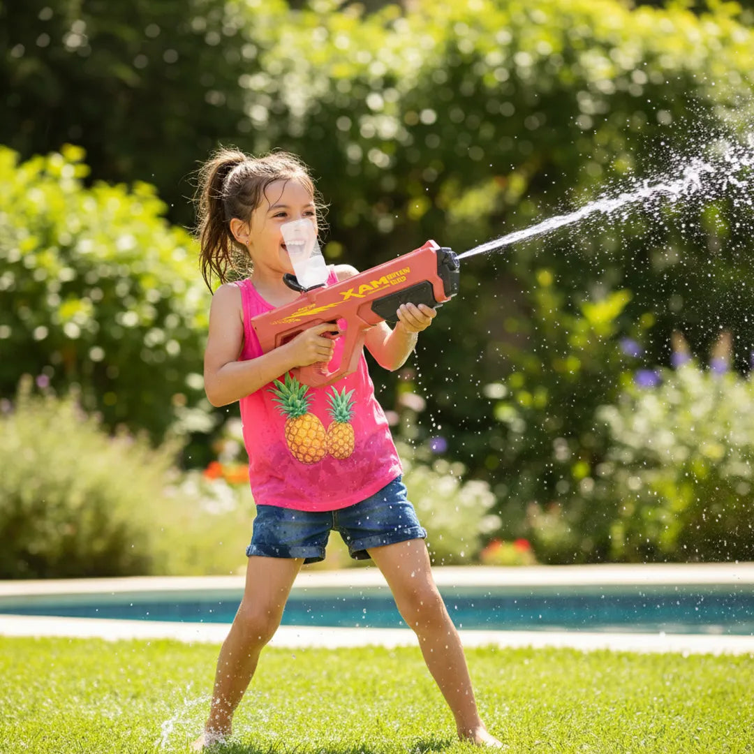 Pistola De Agua Eléctrica Recargable WaterMAX Rosa – ¡Diversión Sin Límites!