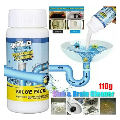 Destapador De Cañerías En Polvo Espuma Activa Pack 2- Limpia Desagües Lavaplatos Cocina Baño