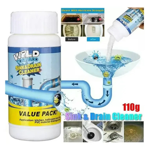 Destapador De Cañerías En Polvo Espuma Activa Pack 2- Limpia Desagües Lavaplatos Cocina Baño