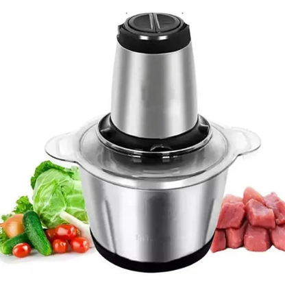 Picador Eléctrico de Alimentos 2L 250W | Procesador de Cocina con 4 Cuchillas de Acero Inoxidable y 2 Velocidades