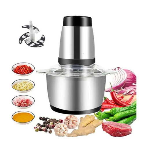 Picador Eléctrico de Alimentos 2L 250W | Procesador de Cocina con 4 Cuchillas de Acero Inoxidable y 2 Velocidades