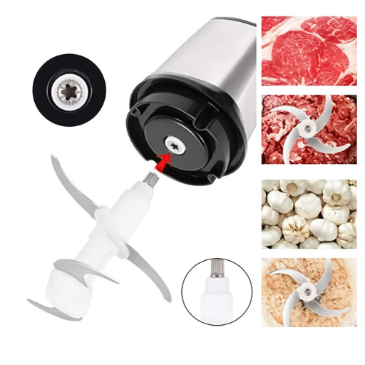 Picador Eléctrico de Alimentos 2L 250W | Procesador de Cocina con 4 Cuchillas de Acero Inoxidable y 2 Velocidades