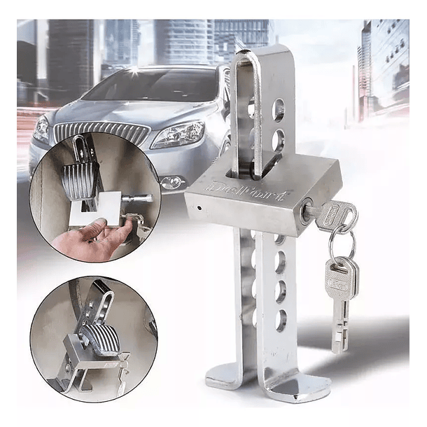 🚘 Trabapedal Antirrobo Universal para Autos – Seguridad Total con Llave