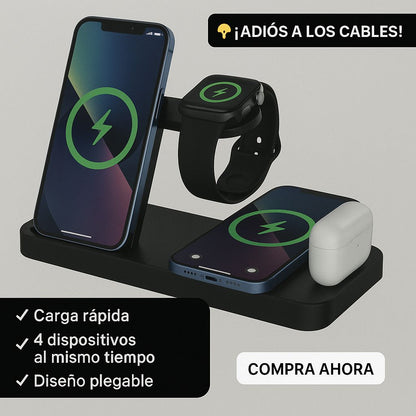 Cargador Inalámbrico 4 en 1 – Carga rápida y sin enredos
