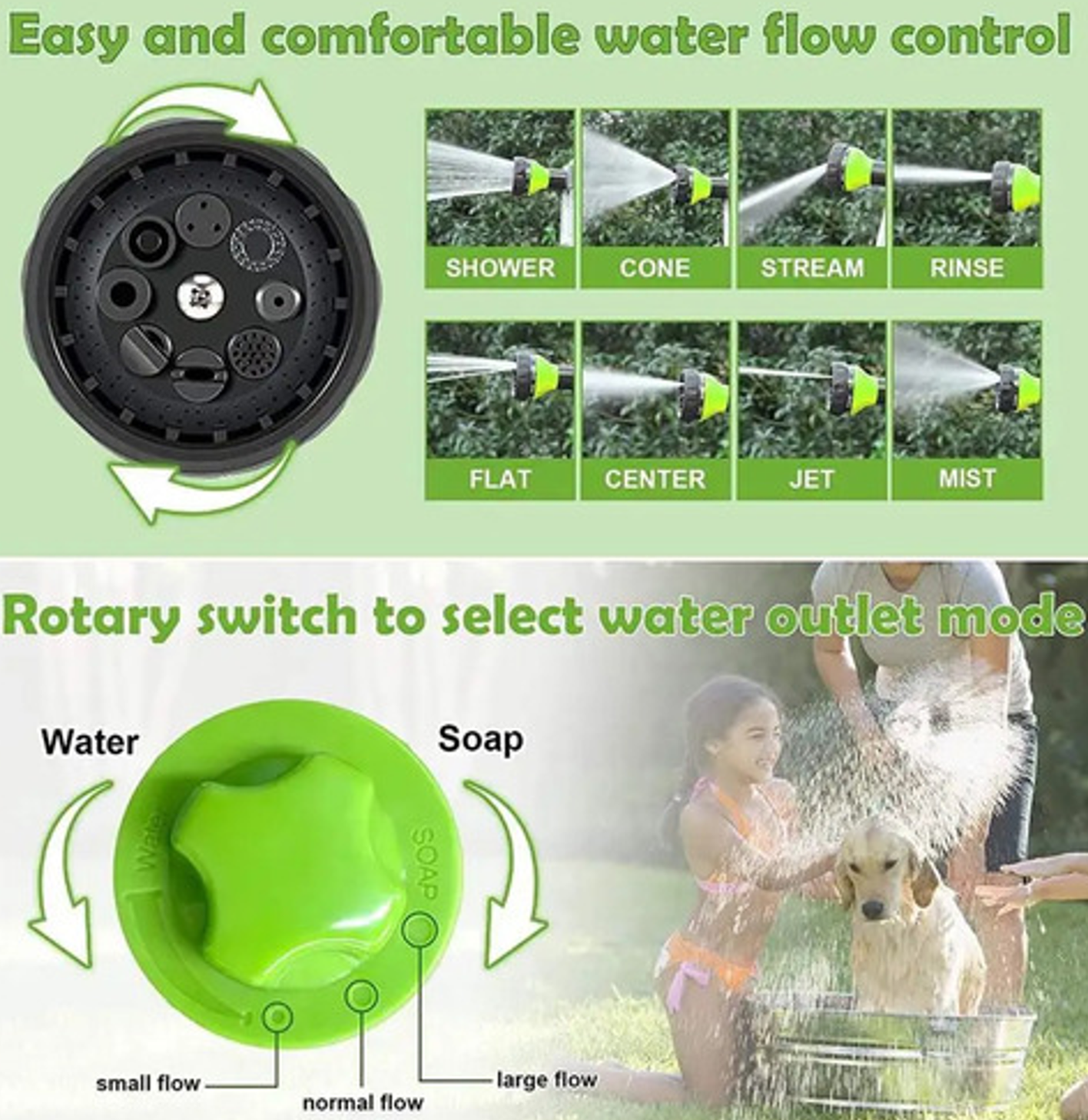 Pistola Rociadora con Dispensador de Espuma y Conectores – Ideal para Auto, Jardín y Mascotas